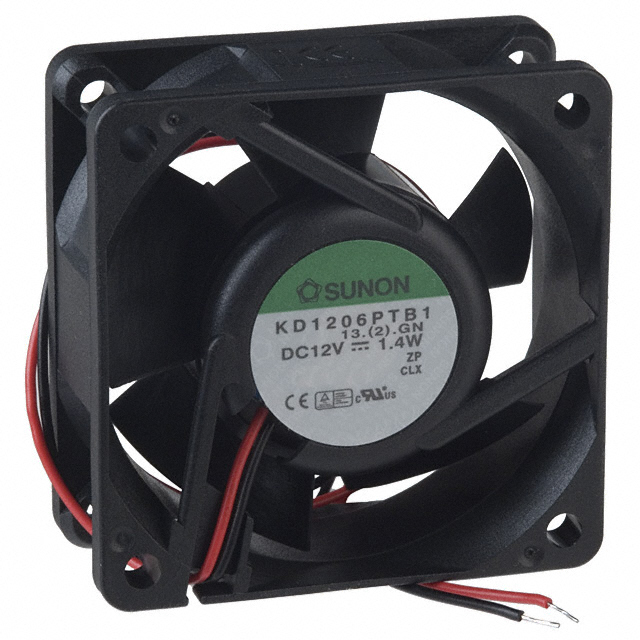Fan Tubeaxial 12VDC Square - 60mm L x 60mm H Ball 23.5 CFM (0.658m3/min) 2 Wire Leads